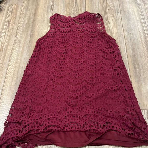 None Dresses & Skirts - Elegant Burgundy Lace Maxi Dress
